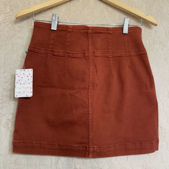 NWT Free People Zip Mini Skirt  Size 28 Reddish‎ Brown MSRP $68 Boho - Picture 14 of 16